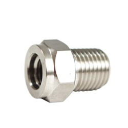 Stainless Adapter 3/8”-24 female to 1/4” male NPT